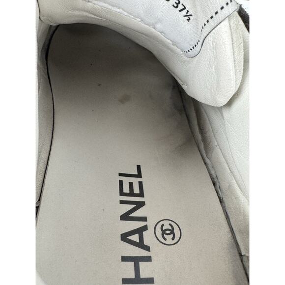 Chanel Fabric Women’s Logo Sneakers in Black and White, Size 37.5 - Picture 13 of 16